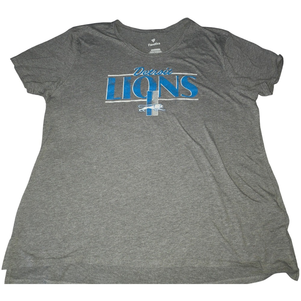 Fanatics Detroit Lions Gray‎ T Shirt Womens NFL Football Size 2XL